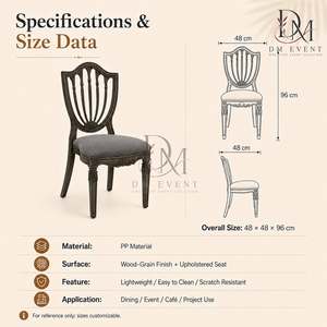 Classic PP Wood Grain <b>Spindle</b> Back Upholstered Wedding <b>Chair</b> for Hotel Banquet Event Venue Wholesale Supplier Project Supply - Product Image 2