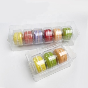 מכירה לוהטת 3 6 macaron עוגיות biodegradabler pla ברור פלסטיק שלפוחית מגש תיבת אריזה