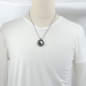Collar yunnique de acero de titanio con colgante redondo de Tai Chi Yin Yang Bagua, cadena de 60cm, joyería de moda - Product Image 4