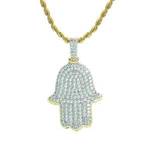 2023 Hip hop Micro inserto 14k oro 925 argento <span class=keywords><strong>Hasma</strong></span> collana con ciondolo a mano - Product Image 2