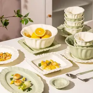Nordic elegant fine dining dish wedding food porcelain plates set dinnerware ceramic dinner plates for restaurant