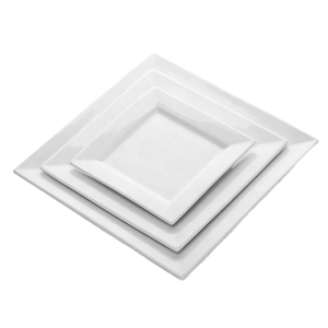 Vaisselle en mélamine <span class=keywords><strong>blanche</strong></span> de haute qualité en gros, ensembles de vaisselle jetables pour fêtes, kits de vaisselle <span class=keywords><strong>carrée</strong></span> en céramique, plat de service pour hôtel - Product Image 1