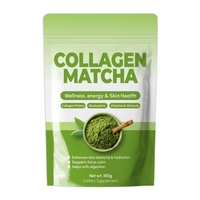 Poudre de thé matcha au collagène hydrolysé, marque privée OEM, avec extrait de champignons et vitamines, mélange de thé vert riche en protéines pour la peau