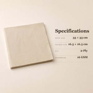 2-Ply Unbleached Bamboo Pulp Custom Printed 4 Fold Bag Style Disposable Embossed Dinner <b>Napkins</b> 33x33 cm - Product Image 5