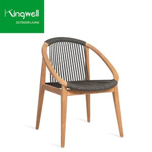 Thanh Lịch Ngoài Trời Gỗ Tếch Đồ Nội Thất Ăn Đặt Hiện Đại Bàn Tròn Và <span class=keywords><strong>Stackable</strong></span> Ghế Cho Khách Sạn Mục Biệt Thự - Product Image 4