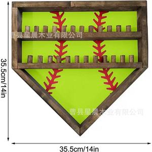 Wooden Baseball Medal <b>Display</b> Rack Triangle <b>Wall</b> Mounted Shelf For Sports Gifts And Decorations - Product Image 4