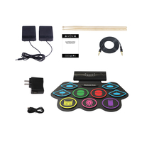 Professional Jazz Electronic Drum Set with 7-Piece Roll-Up Rack Colorful Konix MD862MC Percussion Music Instrument with Battery