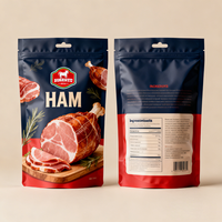 Sachet d'emballage alimentaire personnalisé en nylon plastique pour saucisses, pochette verticale pour jambon, emballage sous vide et surgélation