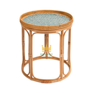 ชุดโต๊ะกาแฟและโต๊ะข้างเตียงหวายทำมือสไตล์ใหม่ ดีไซน์มินิมอล ท็อป MOP เฟอร์นิเจอร์ห้องนั่งเล่นจากเวียดนาม - Product Image 1