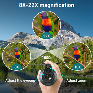 광학 렌즈 8X-22X 줌 HD 단안 망원경 방수 여행 사냥 캠핑 스마트 폰 홀더 및 삼각대 - Product Image 3