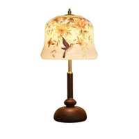 Lampe de table florale et ornée d'oiseaux, style Dinastie Song, haut de gamme, longue durée, vintage, style chinois, design du milieu du siècle, ambiance chaleureuse pour chambre à coucher