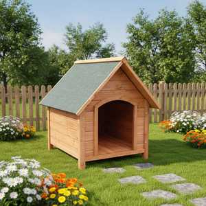 Açık Hava Masif Ahşap Köpek Kulübesi, Çatı Platformlu Genişletilmiş Evcil Hayvan Kafesi Köpek Kulübesi - Product Image 1
