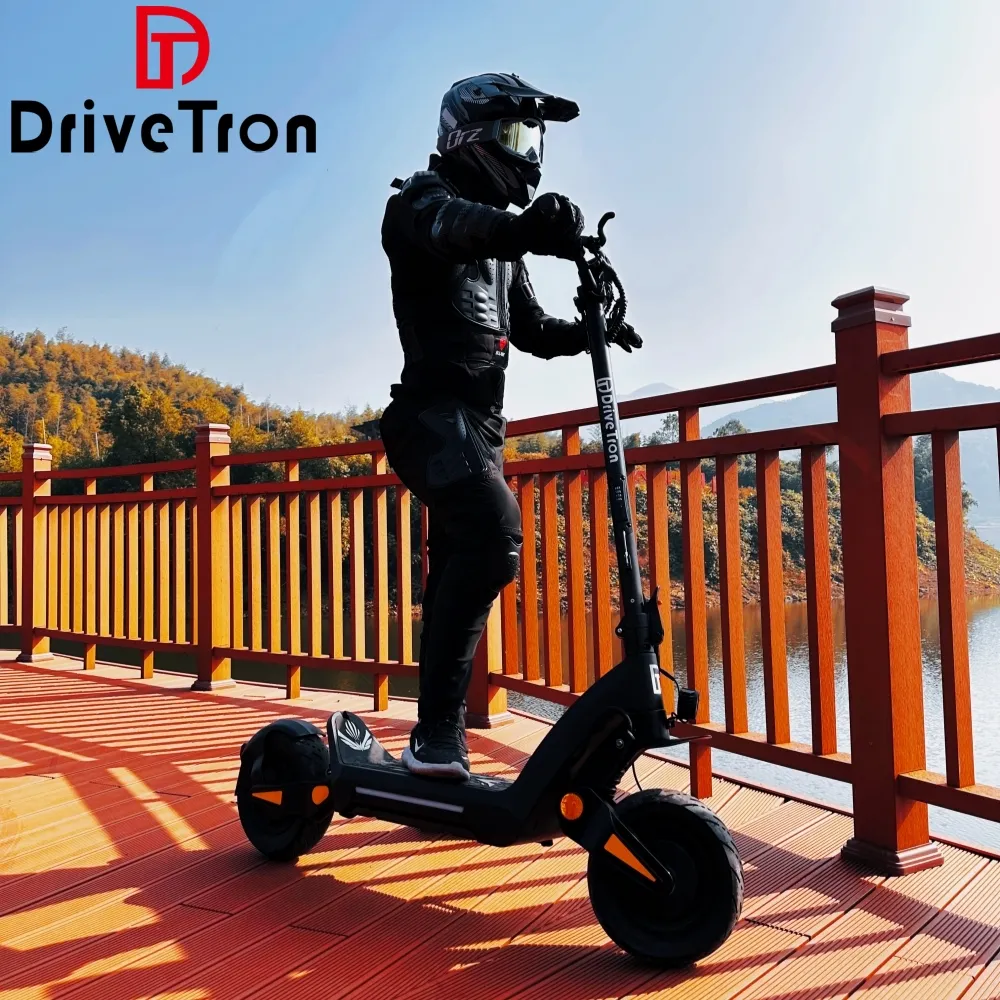 سكوتر كهربائي DriveTron بمحرك مزدوج للبالغين للطرق الوعرة قابل للطي وسريع الحركة 11 بوصة 60 فولت 5600 وات سكوتر كهربائي للبالغين