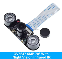 Kamera Fisheye Visi Malam Raspberry Pi 4 5MP OV5647 70/95/160 Derajat Focal Adjustable untuk Raspberry Pi