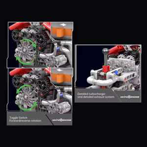 Recién llegado, molde King 10226 <span class=keywords><strong>FE</strong></span> V12, ladrillos de motor, modelo de entretenimiento técnico, juegos de bloques de construcción de Motor accionado eléctricamente - Product Image 3
