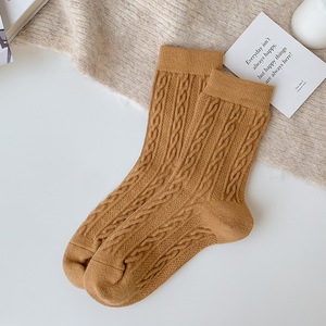 Autumn Winter Women Cashmere Mid Tube <b>Socks</b> Twist Korean Style Ins <b>Long</b> Tube Pile <b>Socks</b> Solid Color Japanese <b>Socks</b> - Product Image 3
