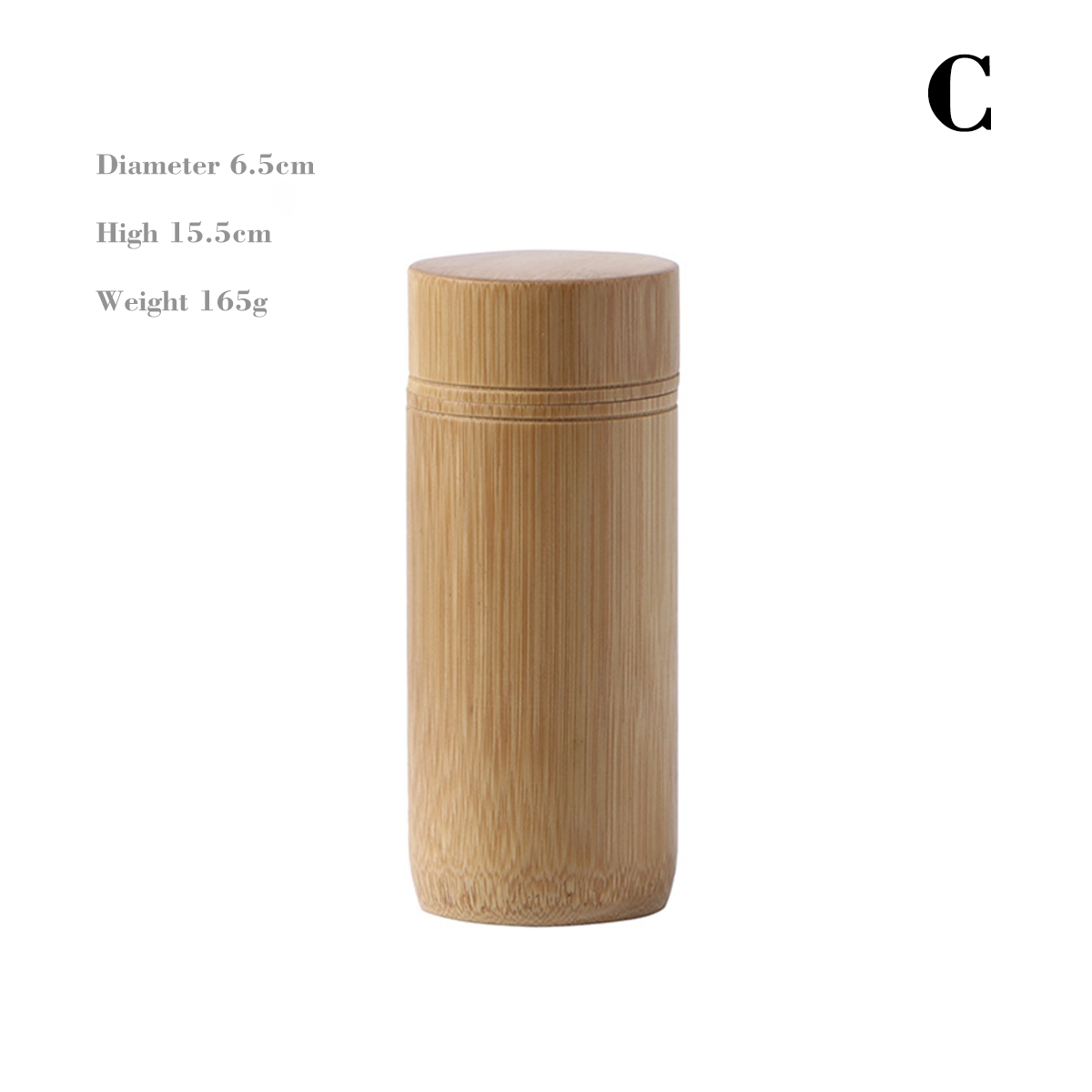 C diameter 6.5*height 15.5cm, weight 165g