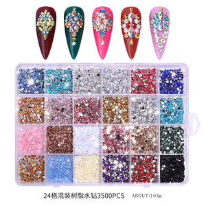 อุปกรณ์ตกแต่งเล็บ DIY ใช้งานง่าย 24 ช่อง แบบหลังแบน AB สีแฟนซี เรซิ่นตกแต่งเล็บ สำหรับตกแต่งเล็บ - Product Image 2