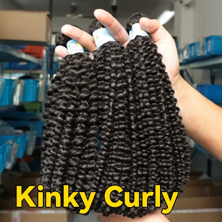 Ainizi Perücken Lieferant 10A Black Remy Cuticle Aligned Human Remy Haar Kinky Curly Hair Weaving Echthaar Bündel