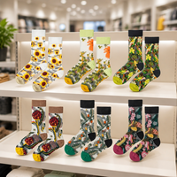 Chaussettes légères en nylon pour femme, longueur mi-mollet, motif floral, respirantes et tricotées, pour usage quotidien en toutes saisons