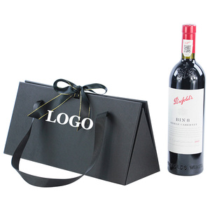 Biểu Tượng Tùy Chỉnh Sang Trọng Duyên Dáng Di Động Gấp Da Lưu Trữ Rượu Sâm Banh Rượu Vang Bao Bì Hộp Quà Tặng Với Ribbon Xử Lý - Product Image 5