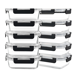 Contenants en verre pour la préparation des repas au micro-ondes avec couvercles hermétiques, verre borosilicate de qualité alimentaire, boîte de conservation des aliments, boîte à lunch vintage - Product Image 1