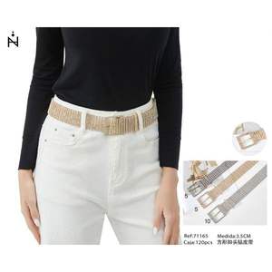 Cinturón cuadrado con hebilla de diamantes de imitación de 3,5 cm para mujer, accesorio de moda para vestido - Product Image 1