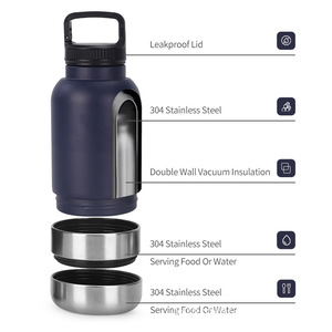 Bouteille d'eau de voyage isotherme portable 3-en-1 de 950 ml en acier inoxydable de luxe pour chiens et chats avec gamelles – Meilleure vente - Product Image 4