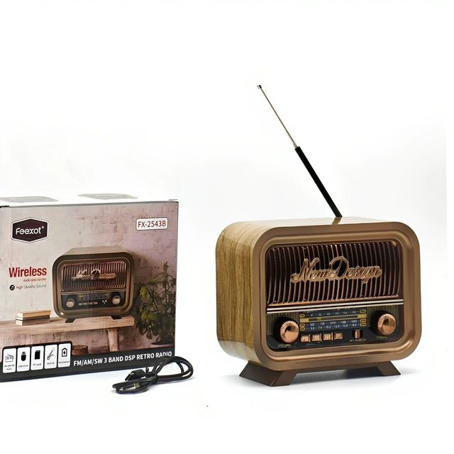 Portable 3 Band Retro Radio AM FM SW Wireless BT Vintage Speaker FEEXOT FX-2543B USB TF Card Play 18650 Battery Powered