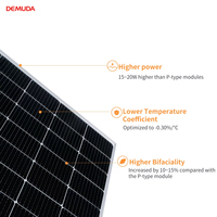 Module PV monocristallin HJT demi-cellule bifacial double verre DEMUDA 700W 705W 710W 715W 720W 210mm 132 cellules