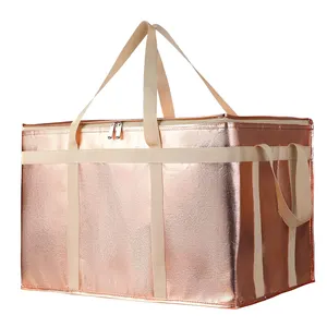 Foldable Thickening Wholesale Reusable Tote Grocery Shopping Non Woven Insulated Bag Reusable Cooler Bag With Customized
