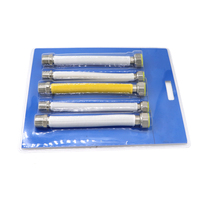 Ensemble de tuyaux flexibles ondulés série 300 en acier inoxydable 5 pièces Kit de connecteur de plomberie soudé pour robinet de chauffe-eau ANSI
