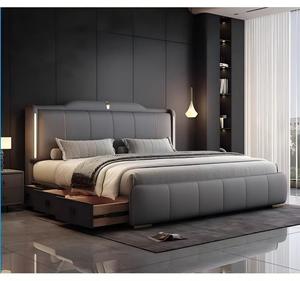 Ensemble de lit en cuir économique - Cadre de lit double 180*200 avec rangement (option Queen/King) - Product Image 5