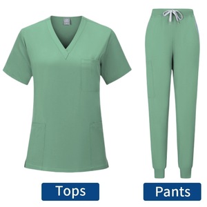 Women's Scrub Suit Set Short Sleeve V-Neck Tops With Drawstring Pants Moisture Wicking For Nursing Dental Hospital Uniforms - Product Image 3