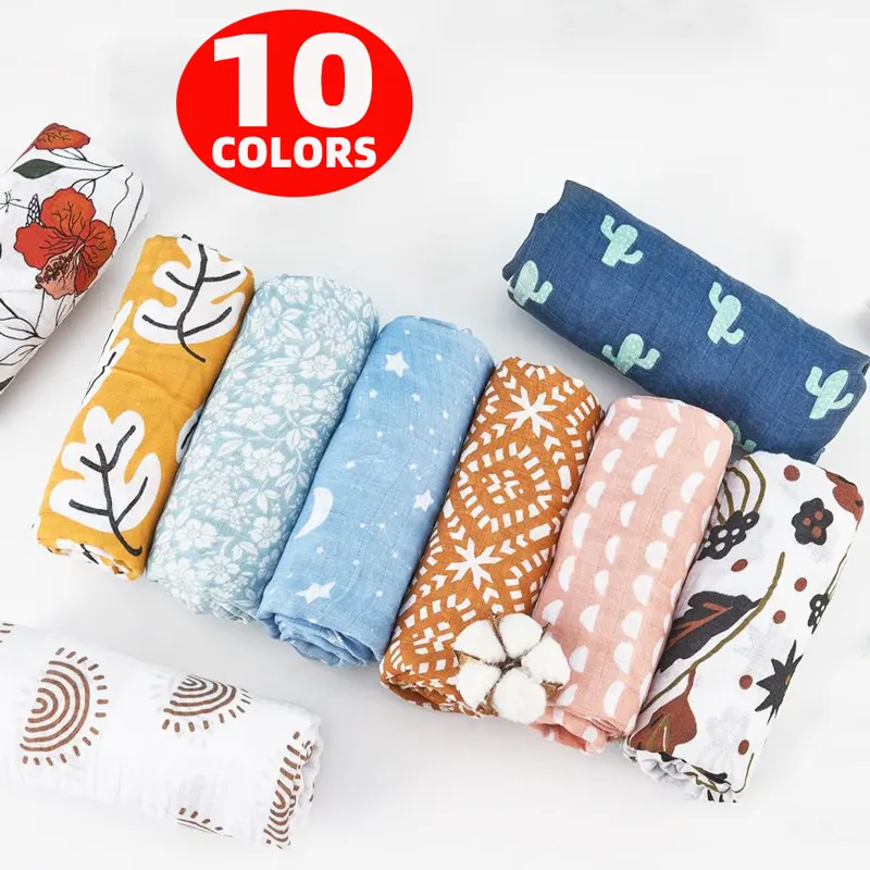 2022 New Custom Soft Cotton Swaddle Blankets Wrap Baby Skin Comfortable Muslin Baby Swaddle Blanket for Newborn