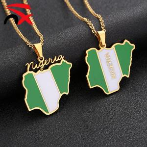Promocional Nigeria <span class=keywords><strong>mapa</strong></span> contorno colgante collar moda esmalte relleno <span class=keywords><strong>África</strong></span> joyería Día DE LA Independencia regalo recuerdo - Product Image 2