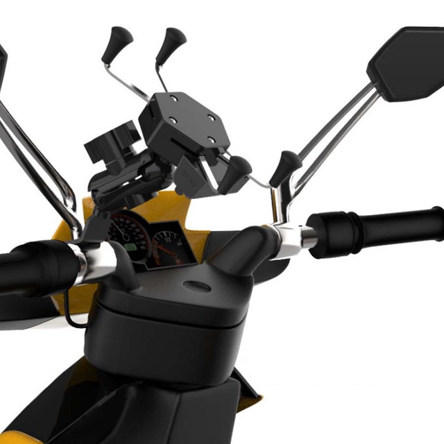 12V Universal Motorcycle 360 Degrees Adjustable 5V 2A USB Charger 3-6.5 Inch Cell Phone Holder
