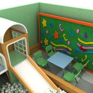 Équipement de terrain de jeu intérieur sur le thème <span class=keywords><strong>vert</strong></span>, prix d'usine personnalisé, aire de jeux souple pour enfants avec toboggan et <span class=keywords><strong>piscine</strong></span> à balles - Product Image 4