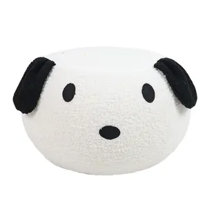 Taburete de madera para niños con forma de perro, taburete pequeño de tela de peluche