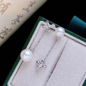 Accessoires en perles DIY, boucles d'oreilles en argent S925 avec perles rondes de 9 à 13 mm, 22381DIY, bijoux en argent simples avec plateau vide - Product Image 3