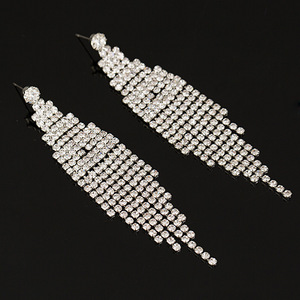 Boucles d'oreilles pendantes élégantes en cristal et strass, style japonais et coréen, pour femme, bijoux tendance plaqués argent - Product Image 4