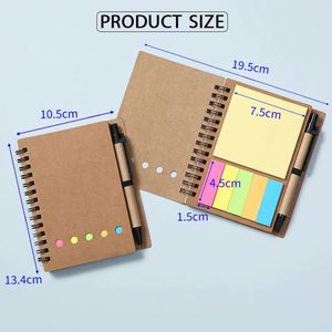 Custom Printed Paper Book <b>Mini</b> Small <b>Notebook</b> Spiral Eco Memo Notes Flag Kraft Notepads With Pen and Sticky Note - Product Image 2