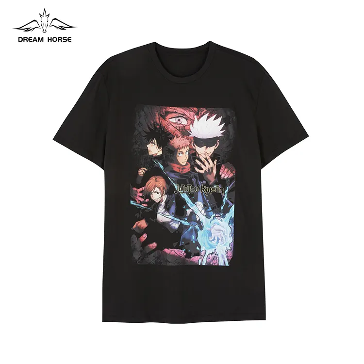 AiNear wholesale custom logo design oem & odm best short sleeve round neck manga character men screen print shein cotton t-shirt