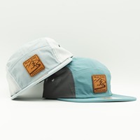Casquette de Trail Légère Personnalisée avec Patch en Cuir Respirant à Cinq Panneaux avec Dos en Polyester Velcro Casquette de Coureur Non Structurée