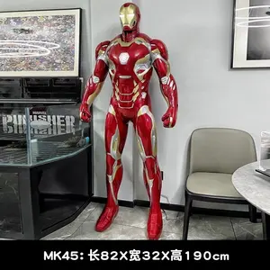 Célèbre Figure de film en fibre de verre Sculpture Mark 50 Résine grandeur nature Iron Man Statue avec lumière LED Iron Man Figure en fibre de verre