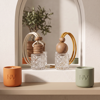 Diffuseur de parfum pour voiture en verre transparent cylindrique de 8 ml, flacon suspendu avec bouchon en bois à vis et joint