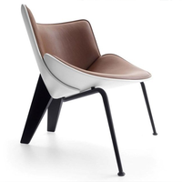Mobilier de bureau, structure en fibre de verre, base en acier inoxydable, chaise de loisirs en cuir au design moderne