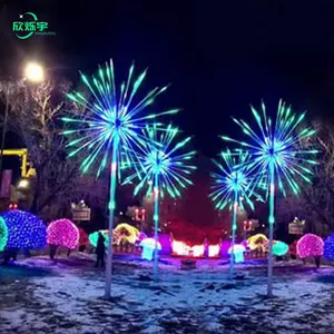 기본 사용자 정의 크리스마스 장식 조명 야외 풍경 웨딩 정원 조명 RGB Led 불꽃 놀이 테마 조명