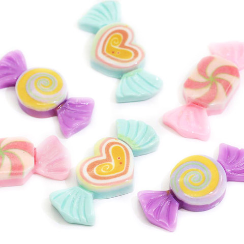 Hot Selling Kawaii Heart Candy Resin Cabochon Flat Back Beads for Handmade Craft Decor Beads Charms Room Ornaments Spacer