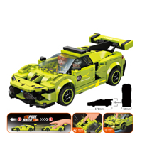 Voiture de course en plastique à rétrofriction, blocs de construction, lumières et sons, modèle de voiture de sport DIY, jouet éducatif pour enfants, cadeau de collection d'anniversaire